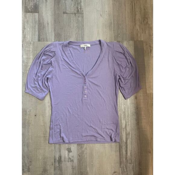 Frame Puff-Sleeve Henley Lilac Top size Large - Picture 10 of 11
